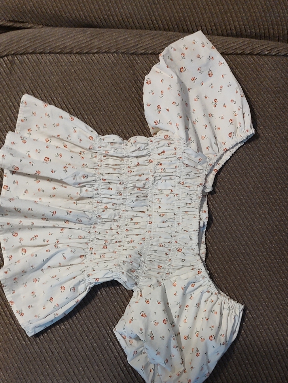 Girls White Floral Smocked Peasant Top - Kids Accessories